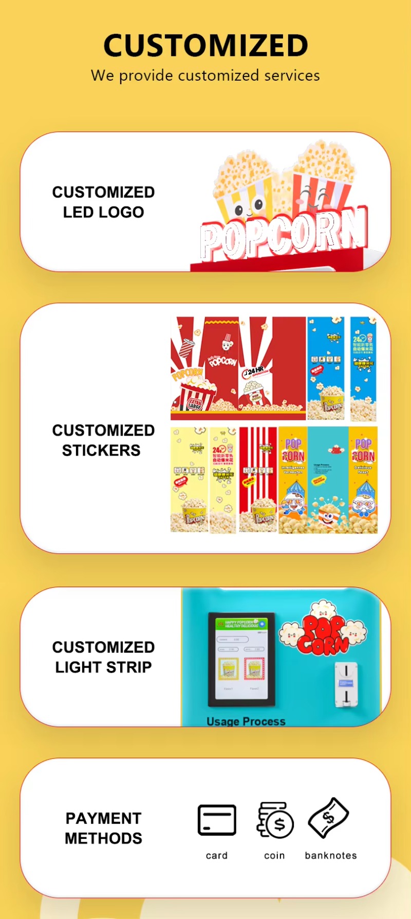 Автоматический аппарат для поп – обзор и цена Popcorn Vending Machine